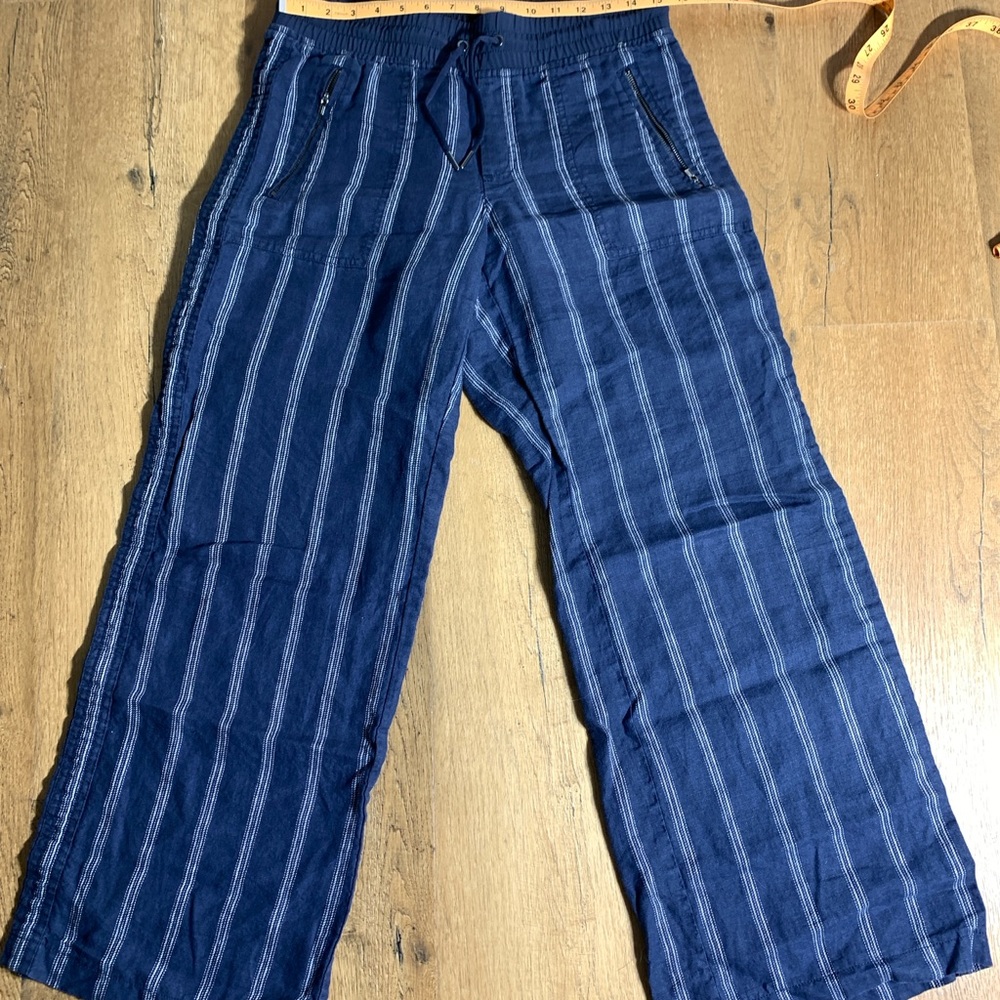 Athleta Pants Womens Pants Blue Pants Pinstripe Pants Linen Pants Crop Pants 6 - Picture 6 of 6